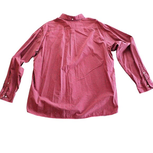 Lands End Mens Red Plaid Button-Down Shirt XL 100% Cotton Classic Fit - Picture 2 of 6